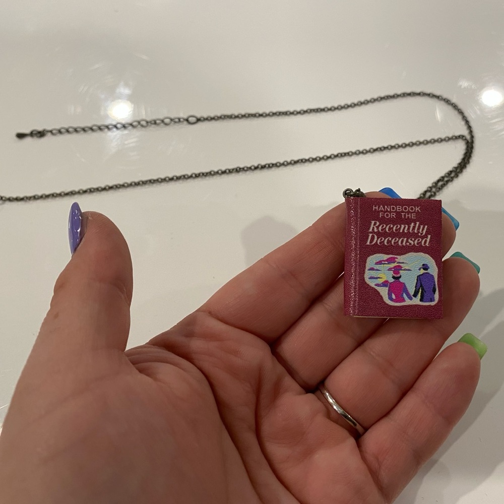 Beetlejuice Recently Deceased Book Necklace